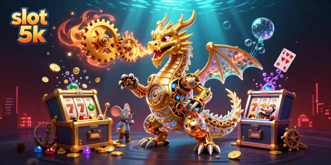 Experience thrilling gameplay with slot 5k, featuring gold coins and animated characters in a vibrant casino scene.