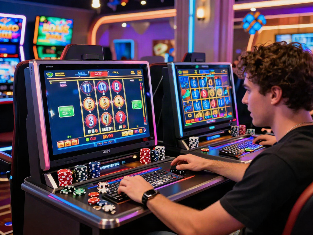 Player enjoying slots that accept credit cards in a vibrant online casino atmosphere