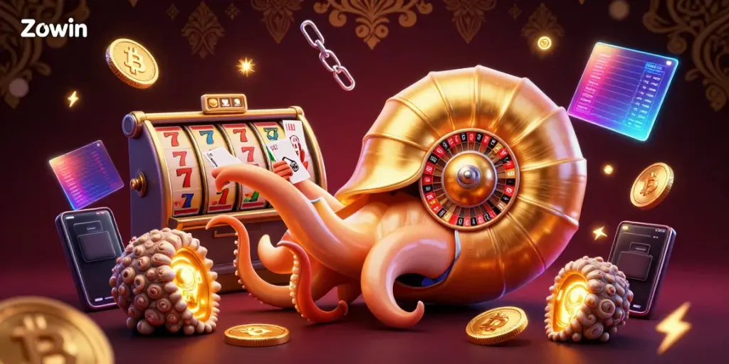 Zowin showcases thrilling moments in a vibrant casino game scene with rich details and dynamic elements.