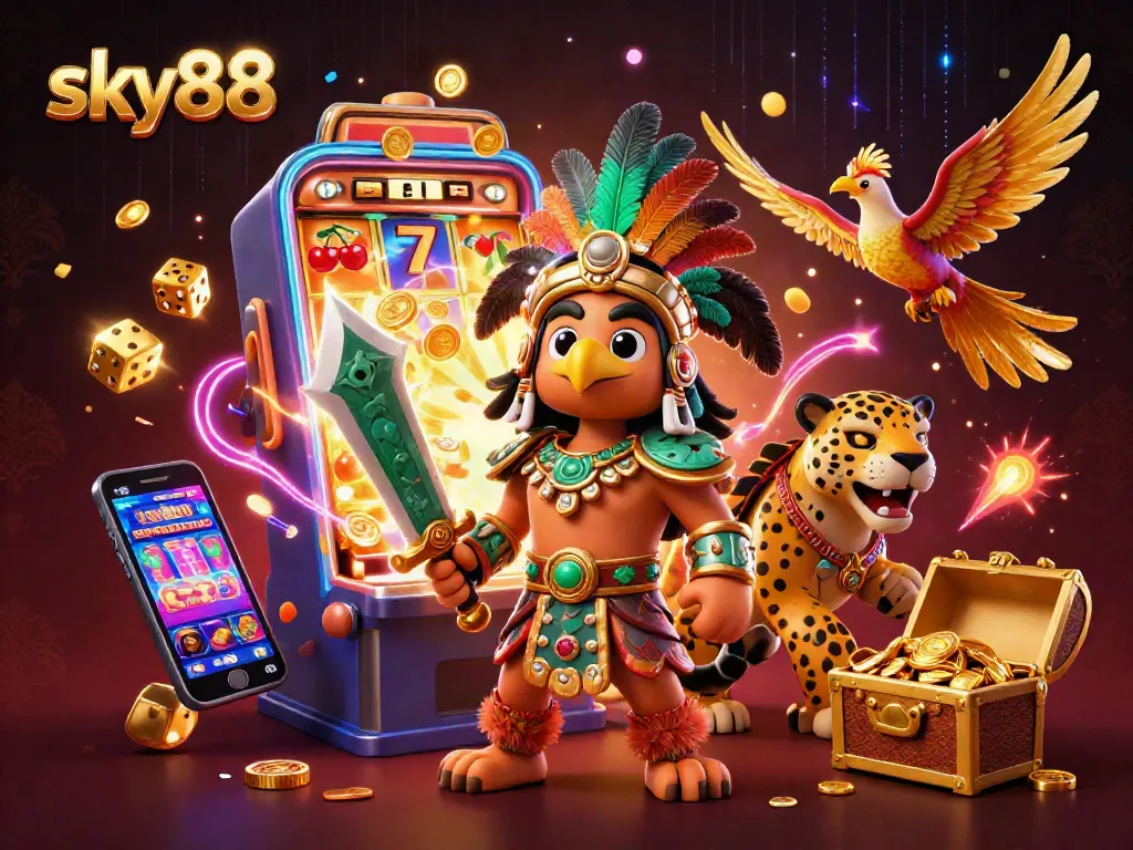 Experience thrilling sky88 jackpots with dynamic slot machines and vibrant casino elements.