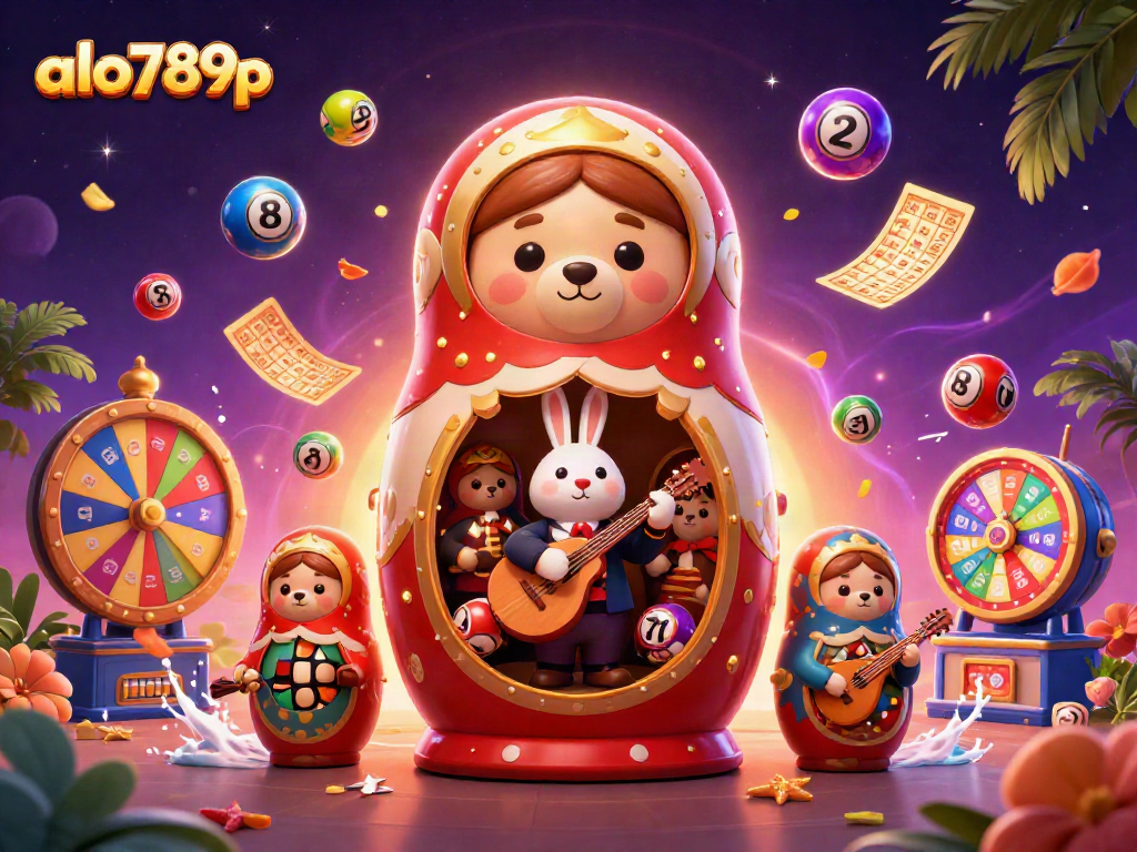 Engage with the vibrant world of alo789p, showcasing a lively scene of casino-themed characters and elements.