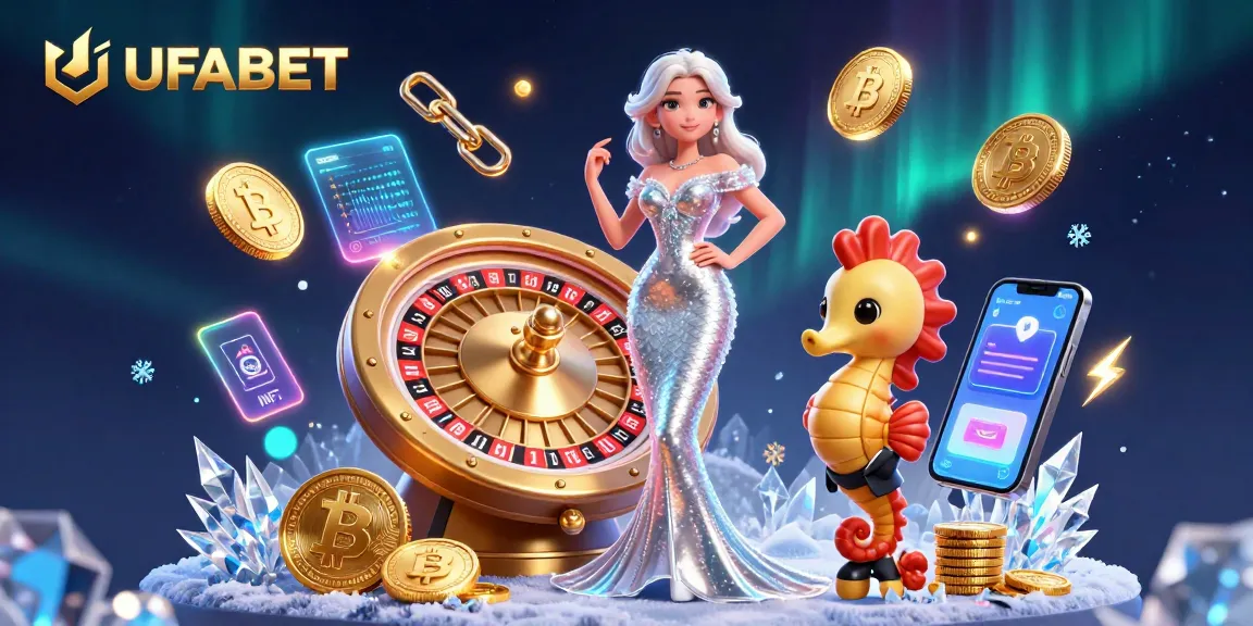Engage in excitement at UFABET with a stunning casino scene featuring a beautiful character and vibrant game elements.