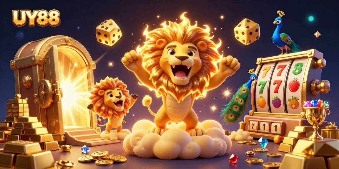 Win big with UY88 amidst golden treasures and dynamic casino elements.