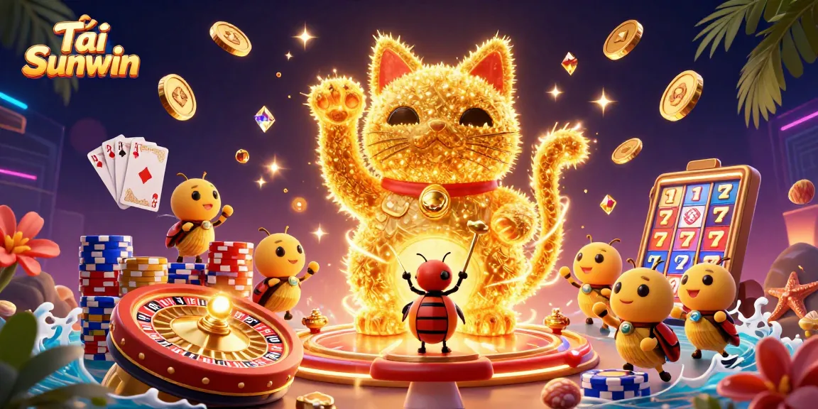 Engage with Tải Sunwin's dynamic casino experience in this vibrant 3D illustration.