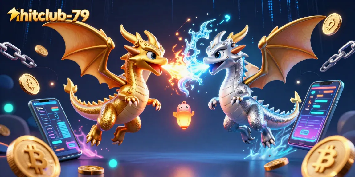 Experience thrilling gaming at hitclub-79 with dynamic dragons and crypto elements illuminated in action.