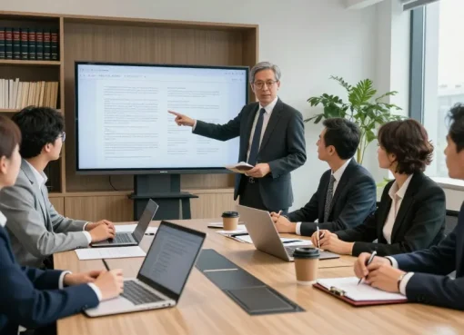 Legal consultation team discussing cases in an engaging law office, showcasing a collaborative environment with lawyers aligned with the url.